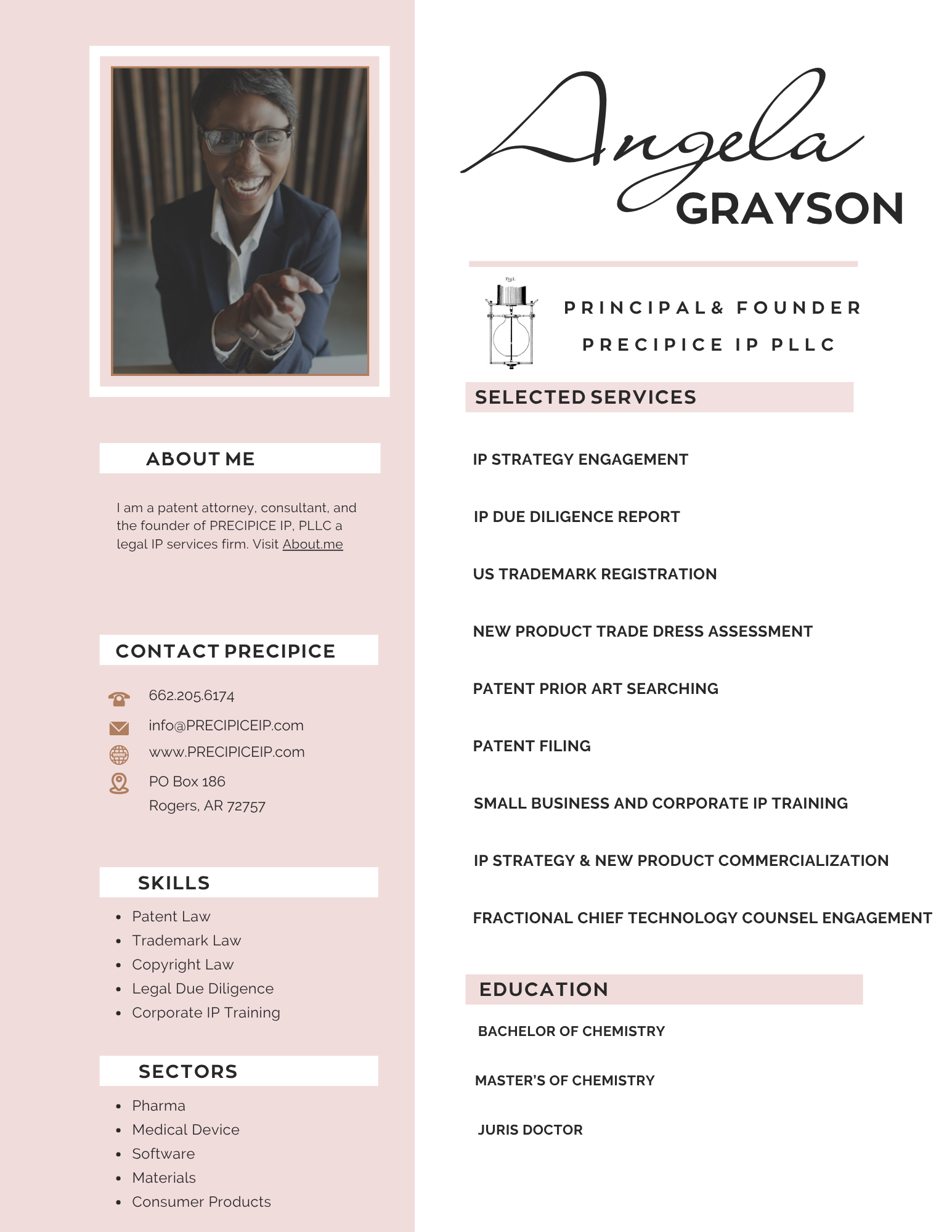 Angela Grayson of Precipice IP Resume
