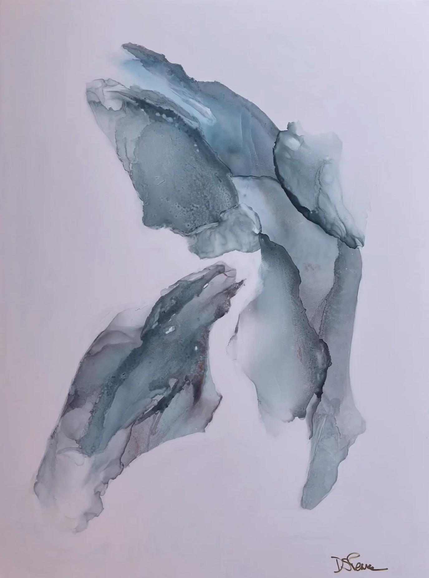 "Just in time"- 18” x 24”: Alcohol Ink on Nara Paper. SOLD