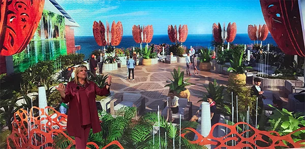 Lisa Luton-Perlo, President of Celebrity Cruises explains the new Rooftop Garden concept.