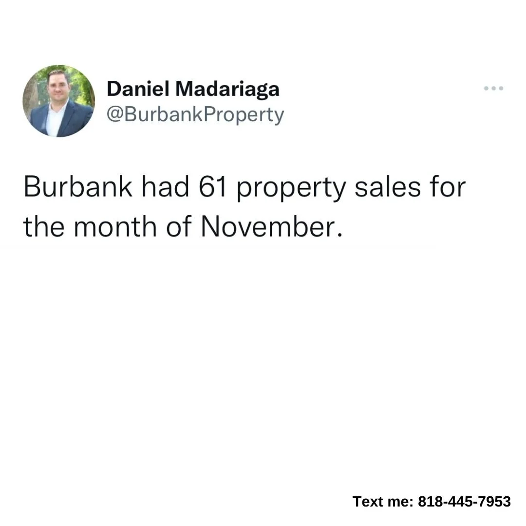 Burbank had 61 property sales for the month of November