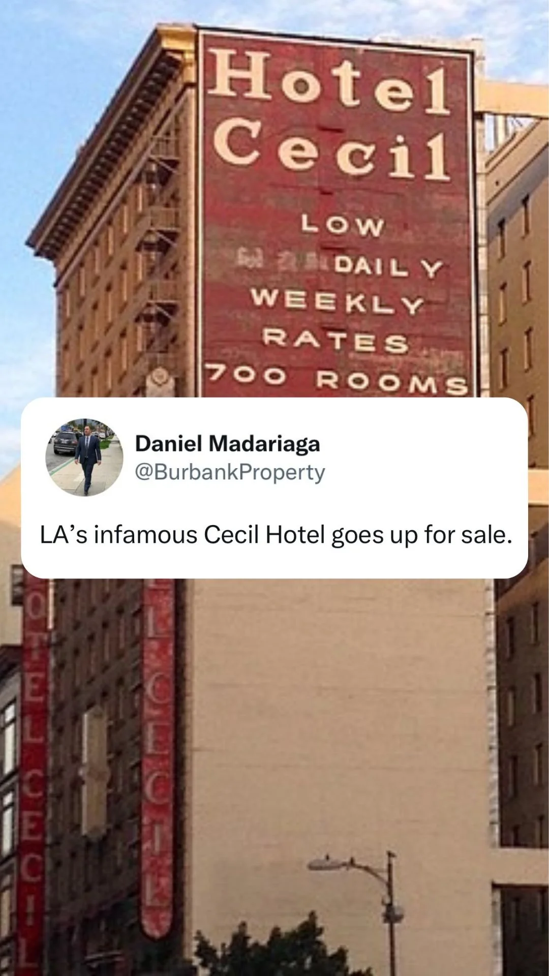 LA’s infamous Cecil Hotel goes up for sale