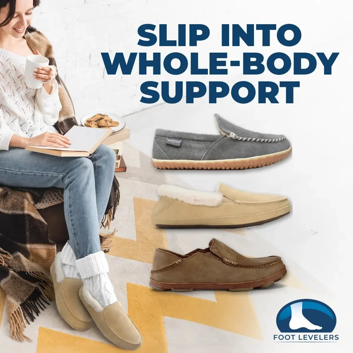 You don't have to sacrifice leisure and comfort for whole-body support when you have Foot Levelers Slipperthotics.

Custom-made orthotics paired with select styles from OluKai and Minnetonka are perfect for casual support while lounging around the ho