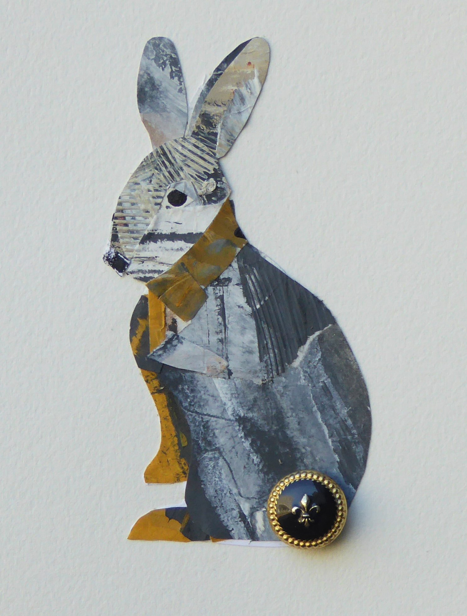 NOLA Rabbit. 7"h x 5"w, framed 10"h x 8"w