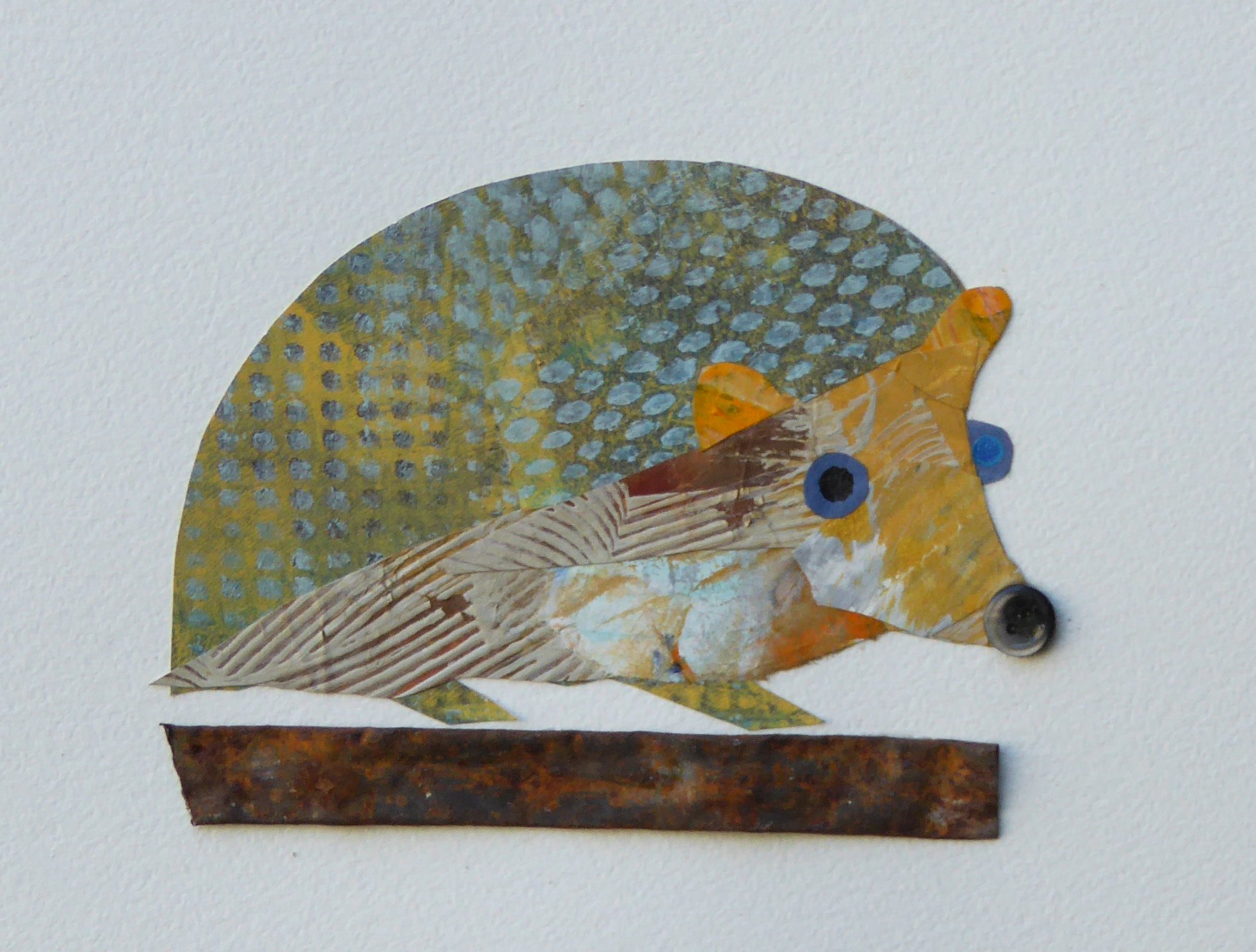 Night Hedgehog. 5"h x 7"w, framed 8"h x 10"w