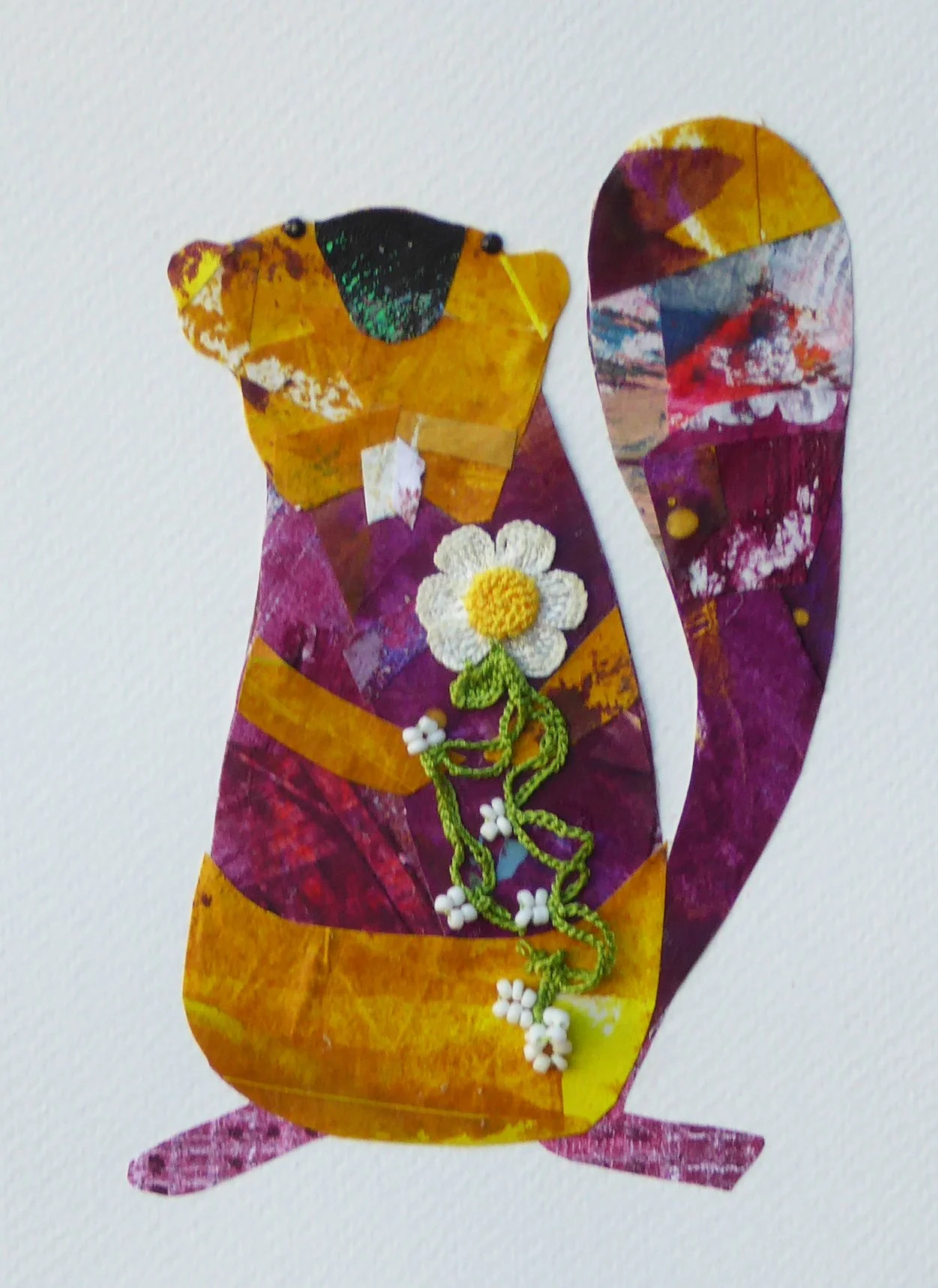 Daisy. 7"h x 5"w, framed 10"h x 8"w