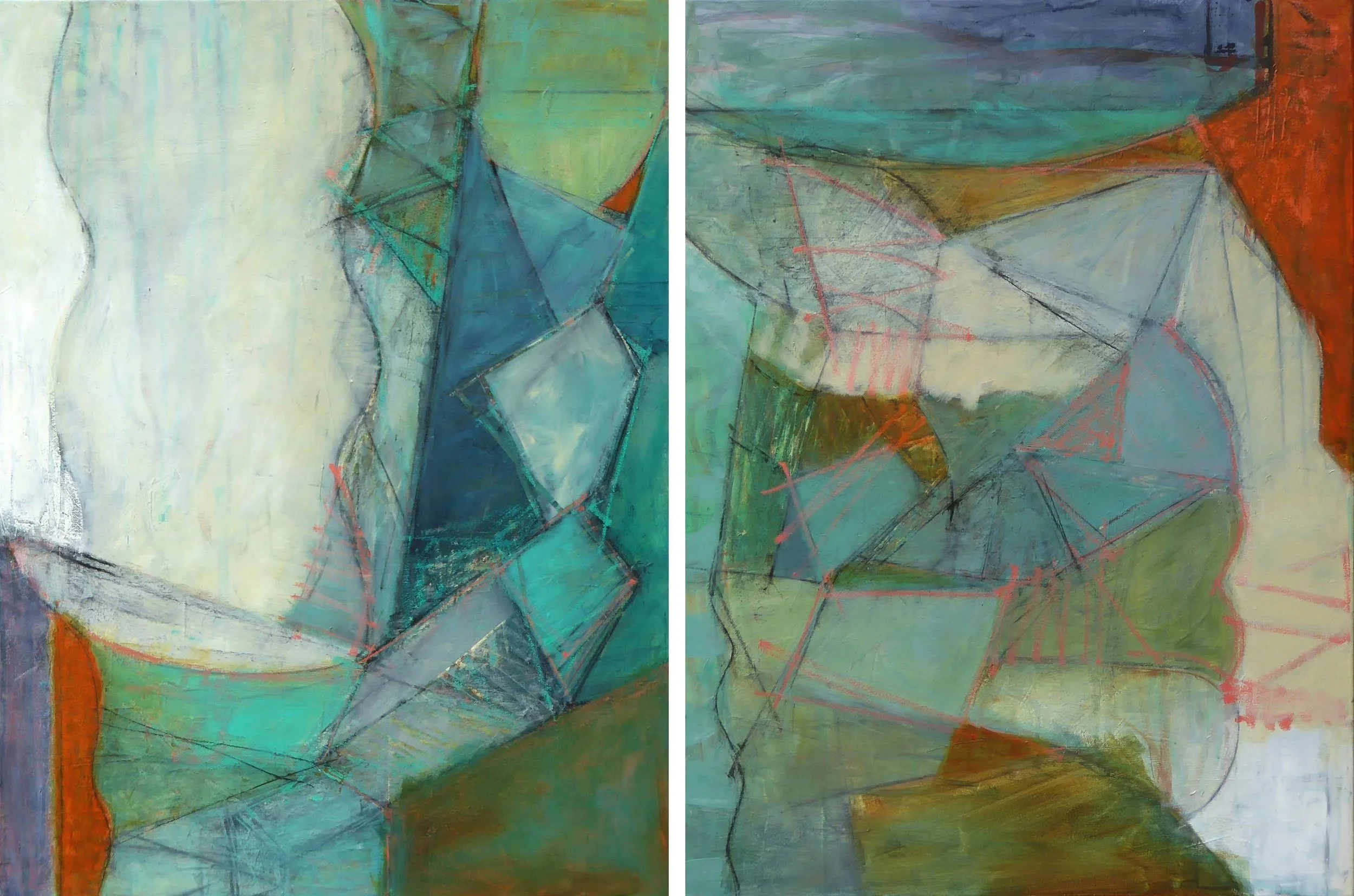 Outsiders. 40"h x 30"w each. canvas