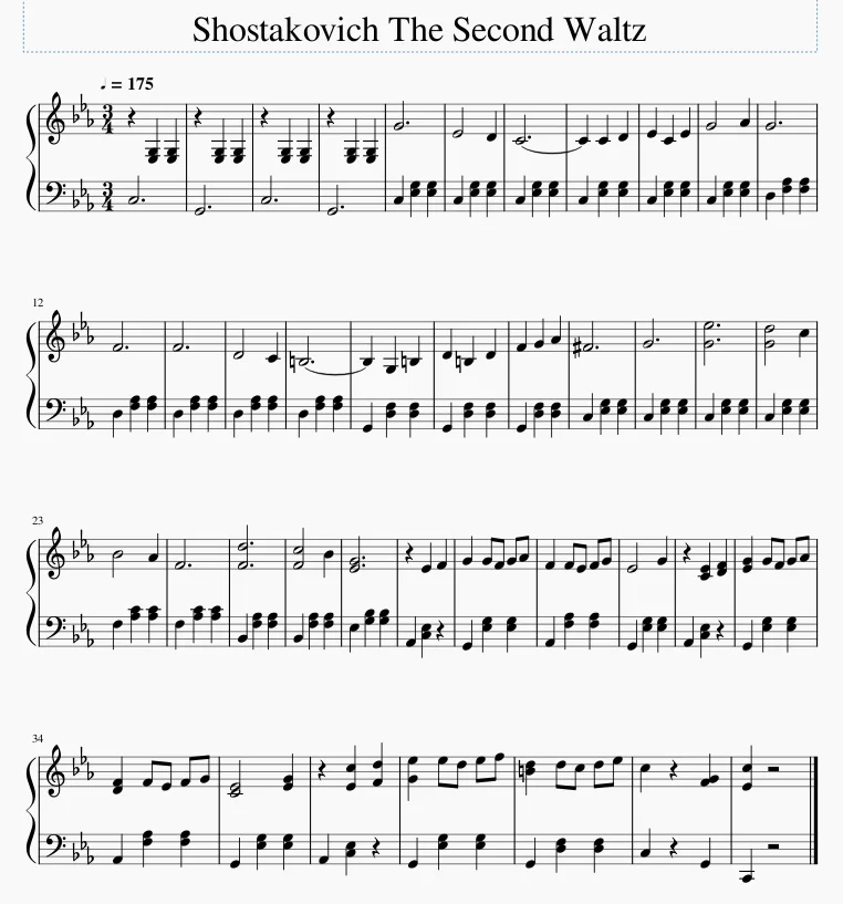 Waltz No 2 By Shostakovich The Second Waltz How To Play On Piano