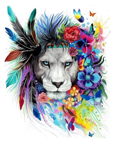 LION WITH FLOWERS AND FEATHERS.jpg