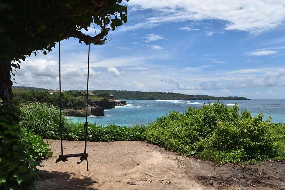 A swing overlooking Dream Beach.