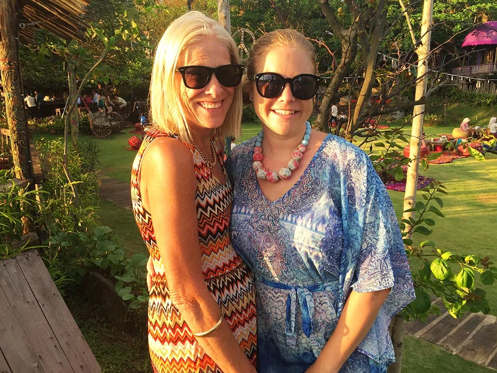 Mum and I hanging out at the gypsy themed beachside bar La Laguna . I'm clearly very happy to have my Mum in town!