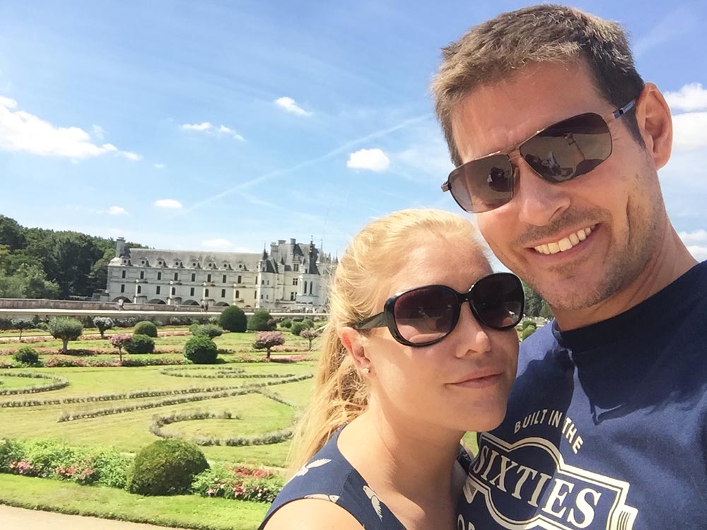J and I outside the magnificent Château de Chenonceau in the Loire Valley. 