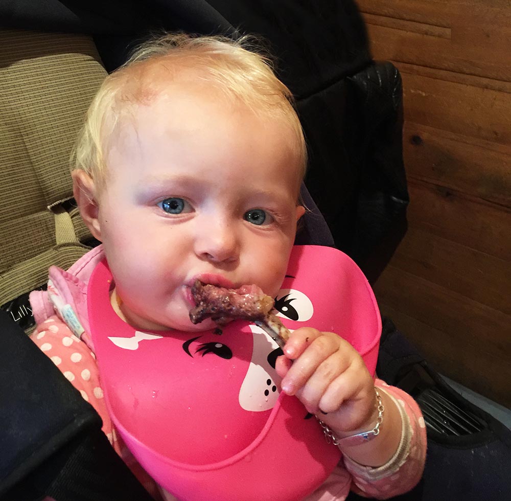 Enjoying lunch at La Carnicería , where we had lamb chops, in addition to beef, for a touch of variety. Rosie has definitely inherited her Dad's carnivorous appetitie! 