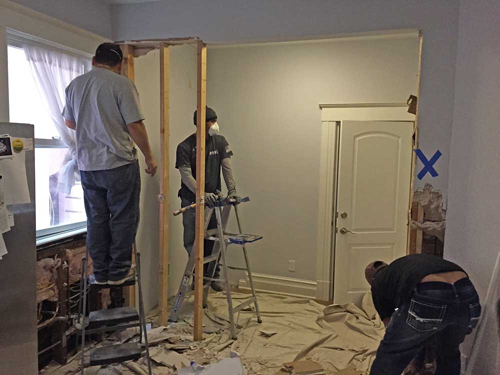 The door in this photo was an exterior door. It was redundant, so we had it removed. 