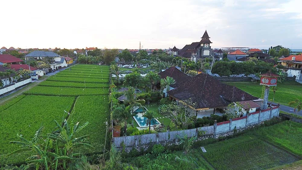This photo was taken at 5m off the ground on our land, so it shows the view we will get from our second story. I think the view of the traditional Balinese roofs on the right is lovely, and apt for a home in Bali, and the Christian church in the distance is a nod to Bali's overwhelmingly inclusive approach to life. 