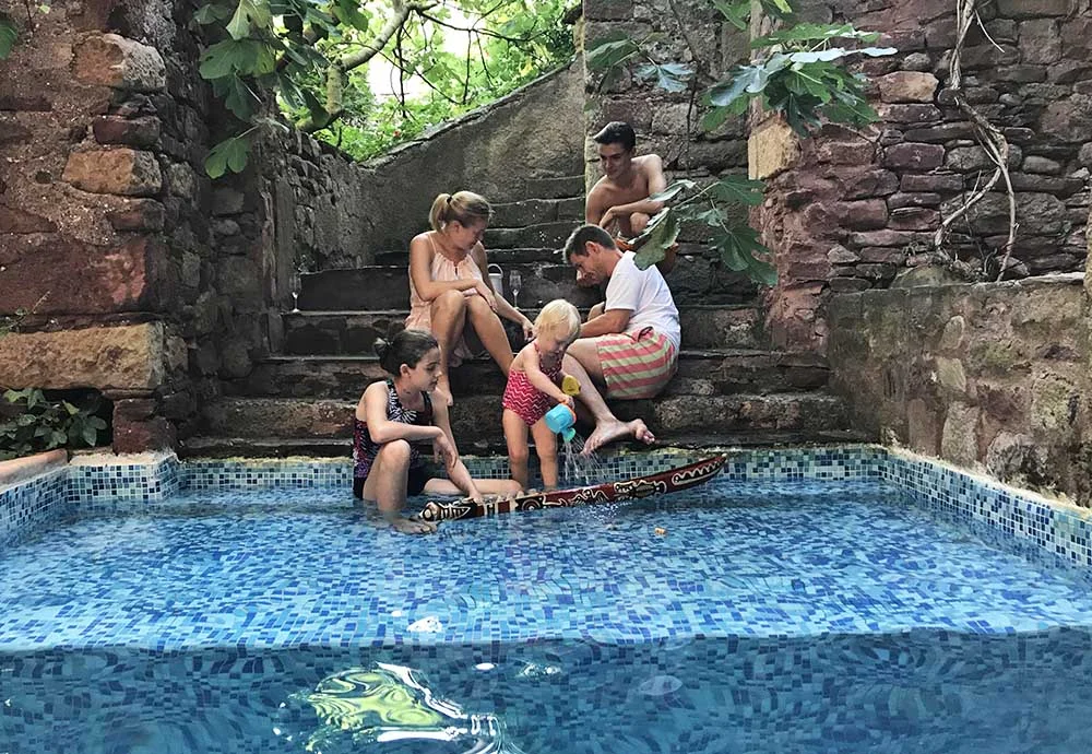 We whiled away many hours listening to music by the pool.