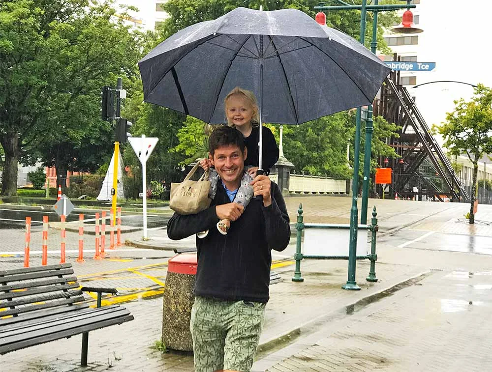 The rain doesn't stop this family!