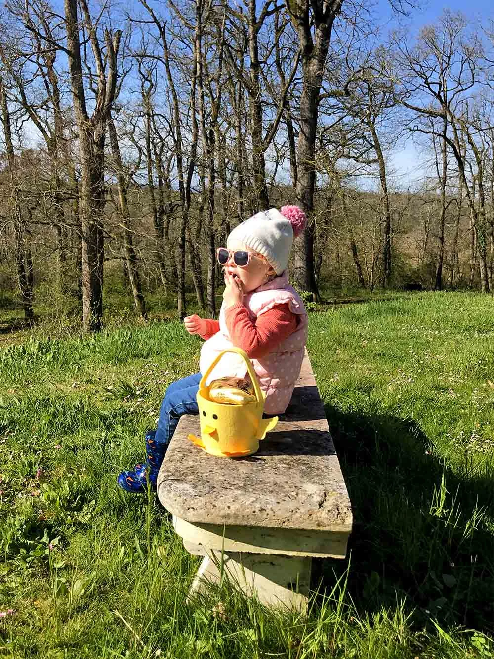 Enjoying some of her treats in the sunshine. 