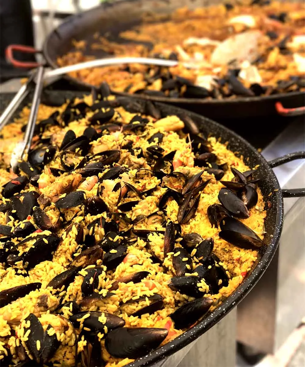 There is a lot of Spanish influence in the food in South West France, like this paella which was for sale at a local farmer's market. 