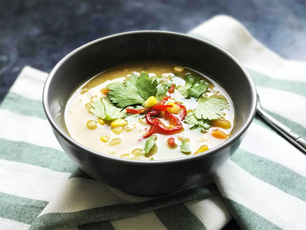 One tablespoon of nutritional yeast in this split pea soup makes it even more delicious. 