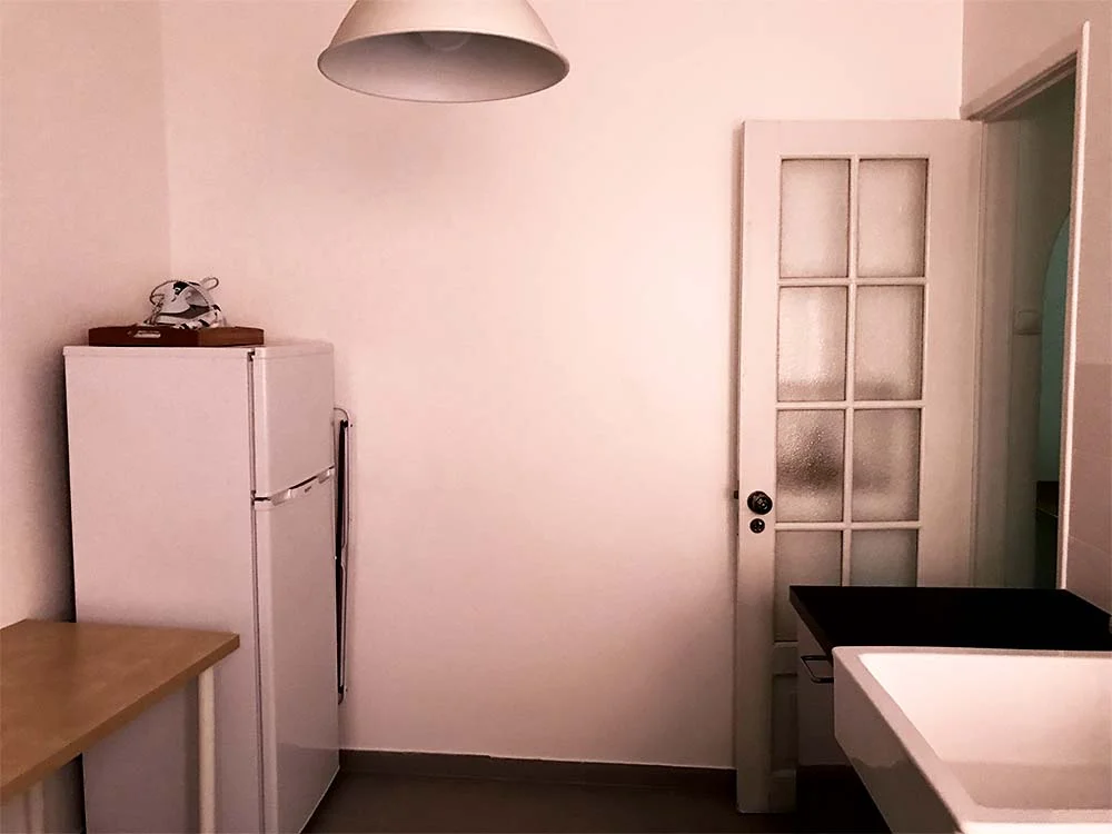 We will build in the fridge, with cabinetry above. 