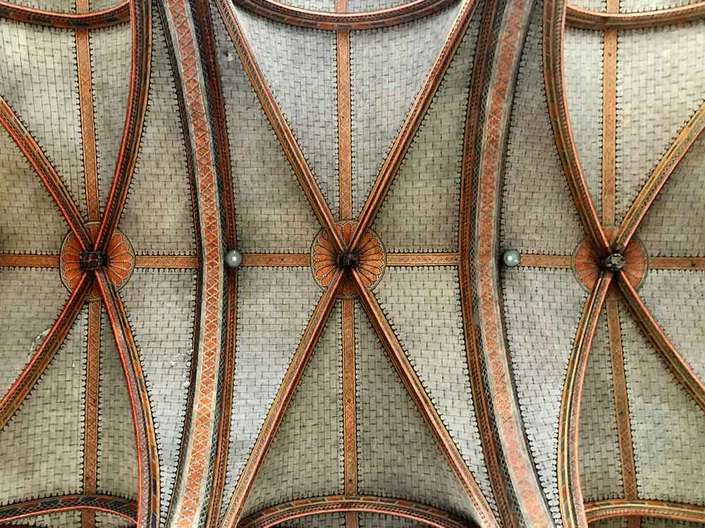 The incredible hand-painted ceiling at Moissac Abbey. The stunning cloister is the oldest in the world, and nearly 1,000 years old!