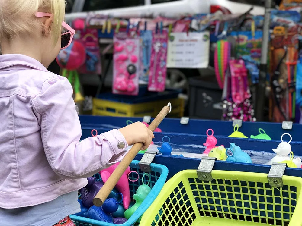 The highlight of Rosie's week is catching a basket's worth of these racing ducks.