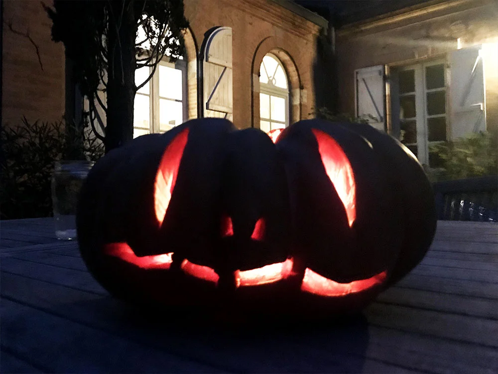One of our spooky jack-o-lanterns.