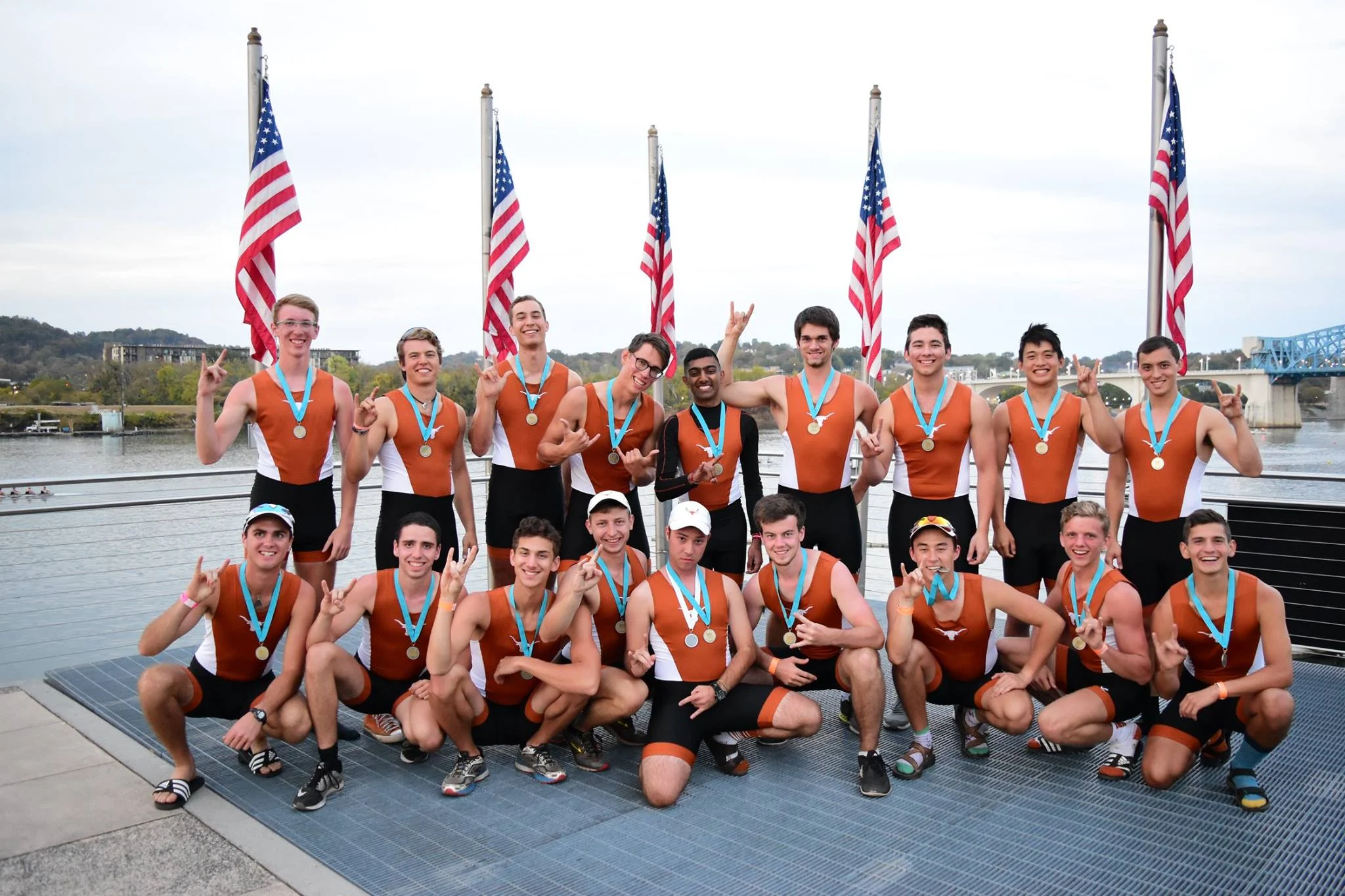 In a successful culmination to the fall pre-season, Texas Crew won the Men's Collegiate 8+ and Men's Lightweight 8+ (both pictured) at the Head of the Hooch Regatta in Chattanooga, TN. 