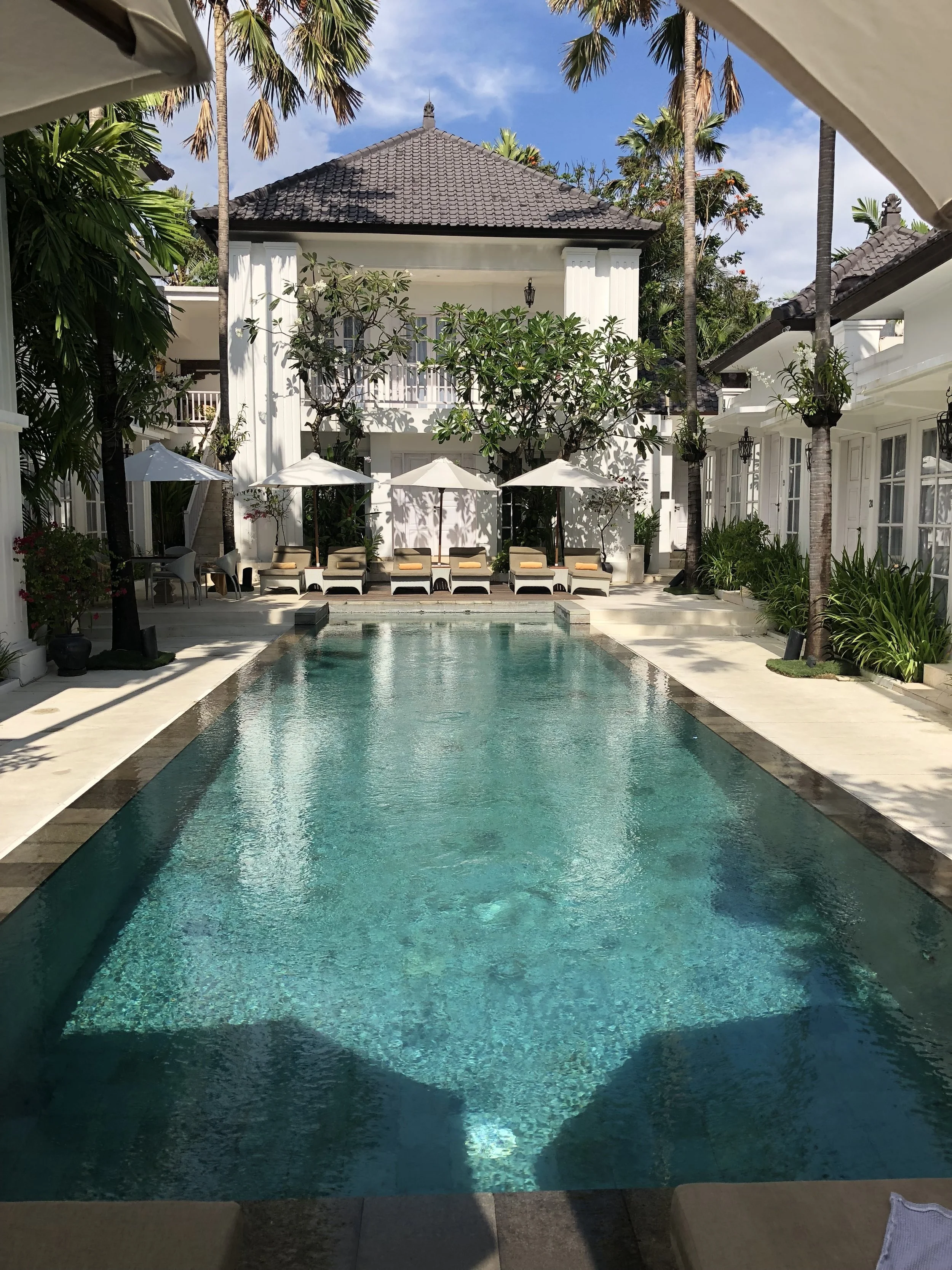 This little hidden gem in Bali, The Colony Hotel, is barely visible from the tiny but busy street it sits behind.