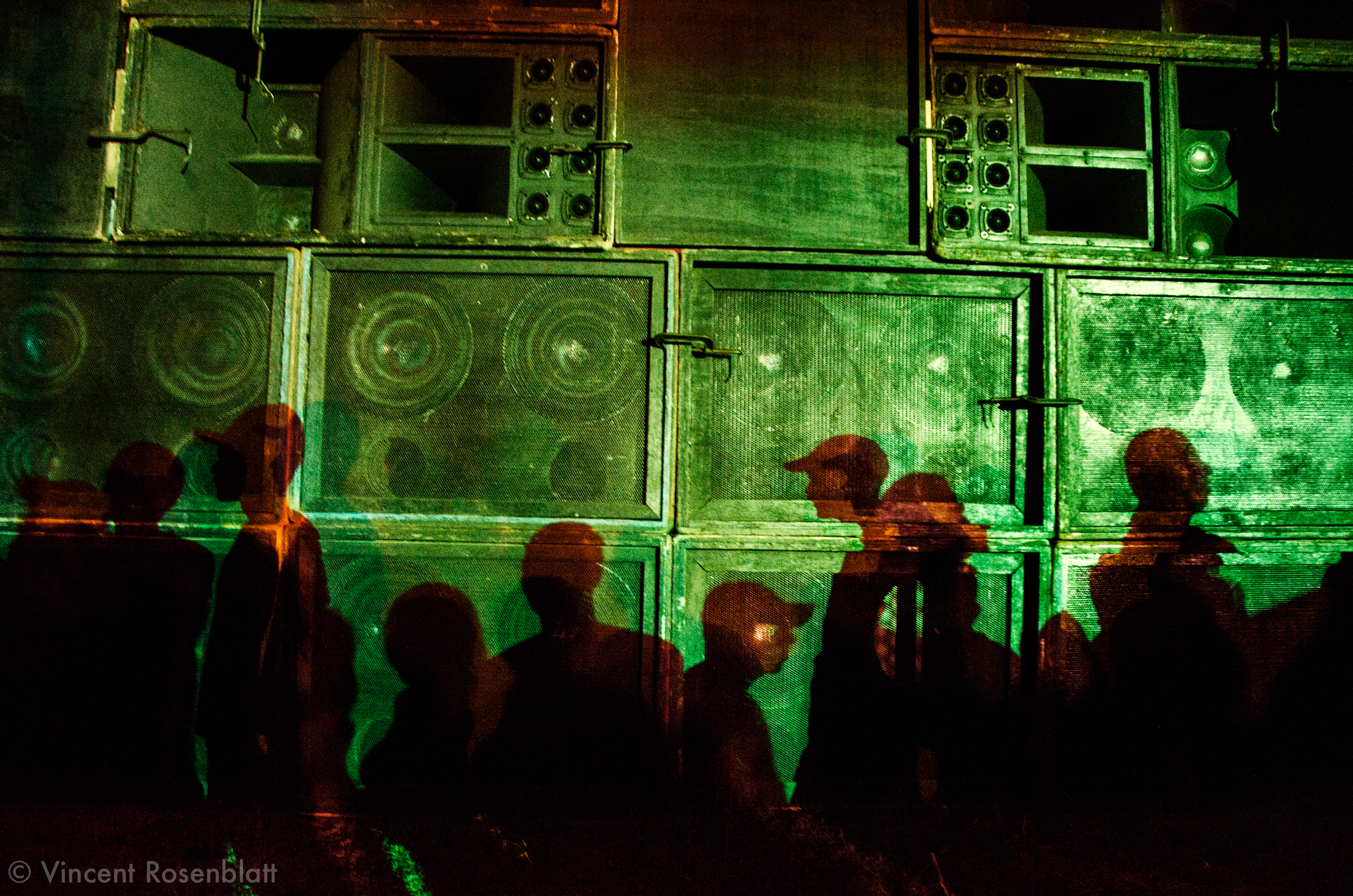  Shadows of the "Funkeiros" enjoying the Baile Funk with the Chatubão Digital soundsystem & DJ Byano performing at the Fazenda F.C club in São João do Miriti, suburb of Rio de Janeiro, 2011 