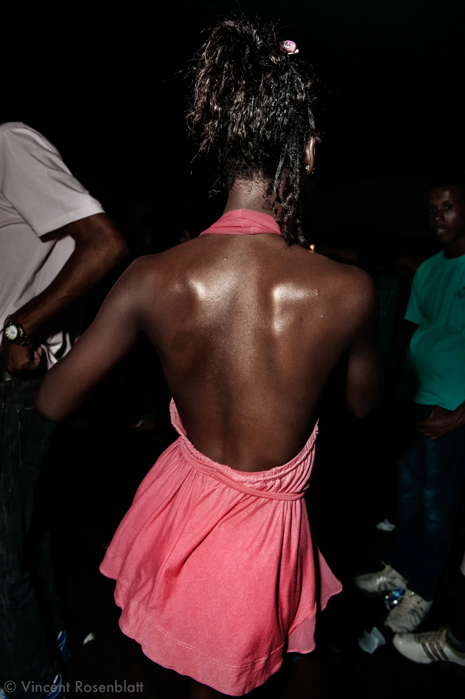 "Funkeira" at the Ramos Social Clube, close to the Complexo do Alemão's favelas, Rio de Janeiro 2009. In the heat of the "baile".