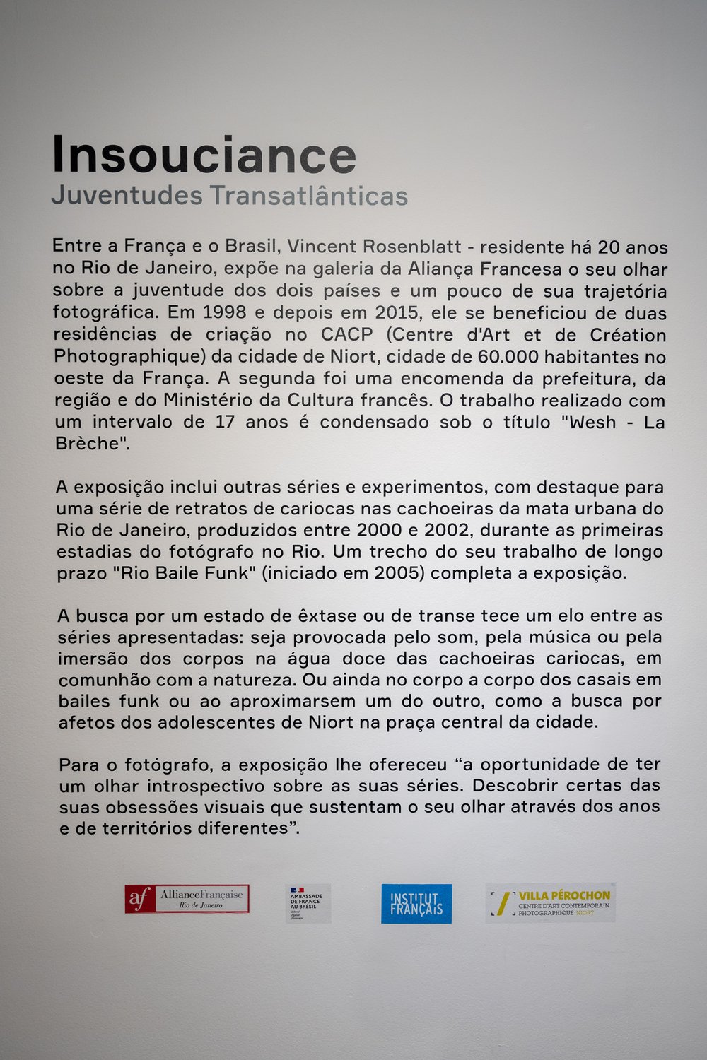  Exhibition « Insouciance - Juventudes Transatlanticas » at the Alliance Française of Botafogo, Rio de Janeiro, 2022.Show & photo © Vincent Rosenblatt 