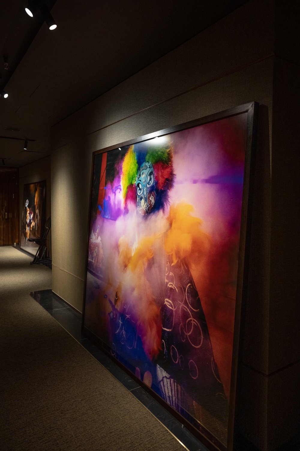  Installation of the Bate-Bola - Rio Secret Carnival series - photographs by Vincent Rosenblatt at the 9° floor of the Rosewood, Cidade Matarazzo, São Paulo, Brazil. 