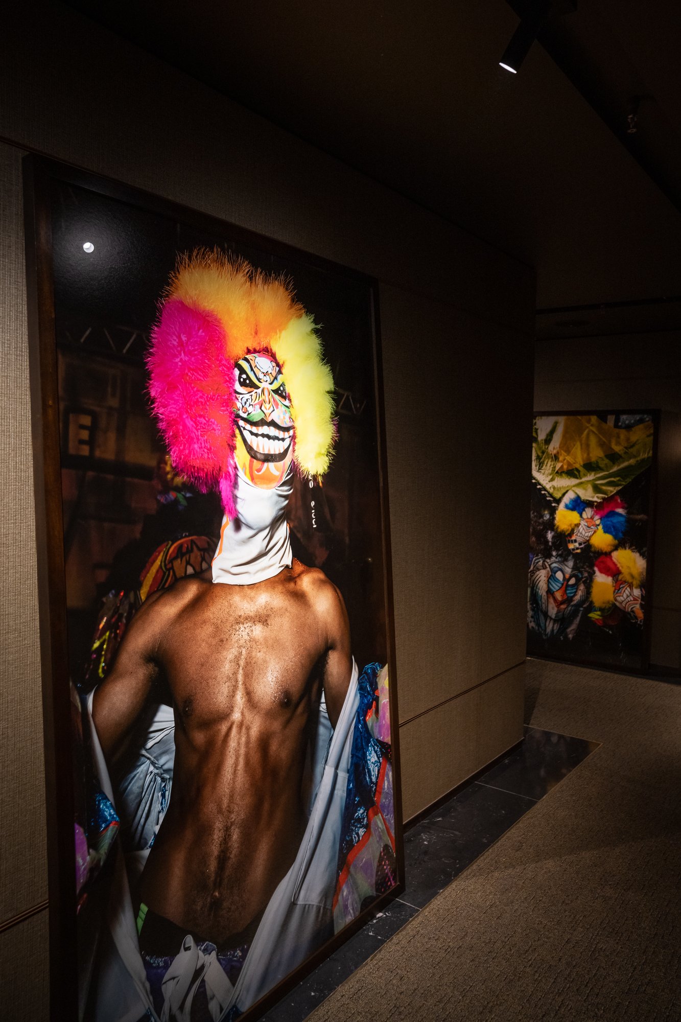  Installation of the Bate-Bola - Rio Secret Carnival series - photographs by Vincent Rosenblatt at the 9° floor of the Rosewood, Cidade Matarazzo, São Paulo, Brazil. 