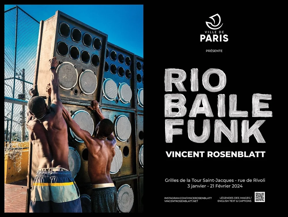 Pour bien commencer 2024 : un condens&eacute; de Baile Funk carioca couvre &agrave; partir de  demain les grilles de la tour Saint-Jacques: 33 images, r&eacute;alis&eacute;es entre 2005 et 2023. Soundsystems, danseurs, h&eacute;ros urbains de la cult