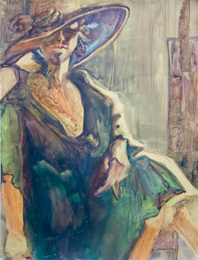 Self Portrait Watercolor on Gessoed Paper 18" x 24"