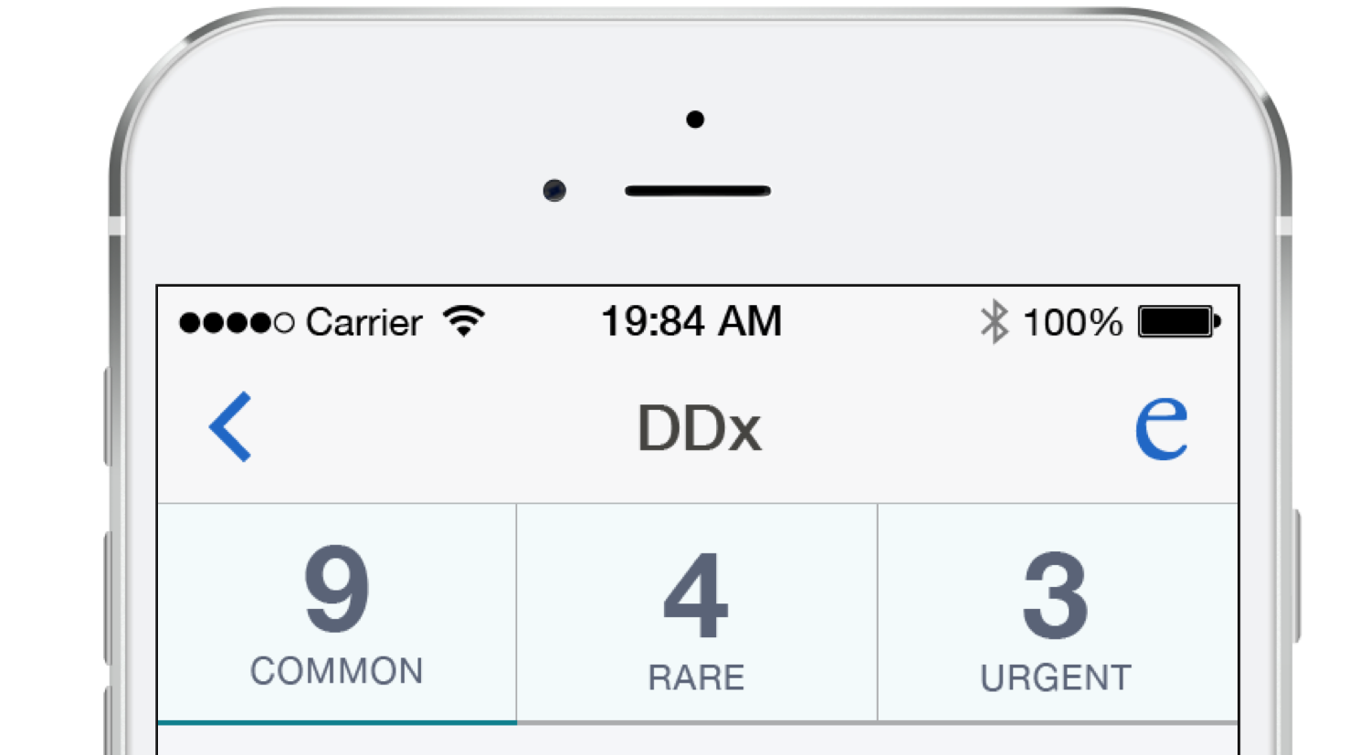  An early concept separating the disease list into three tabs