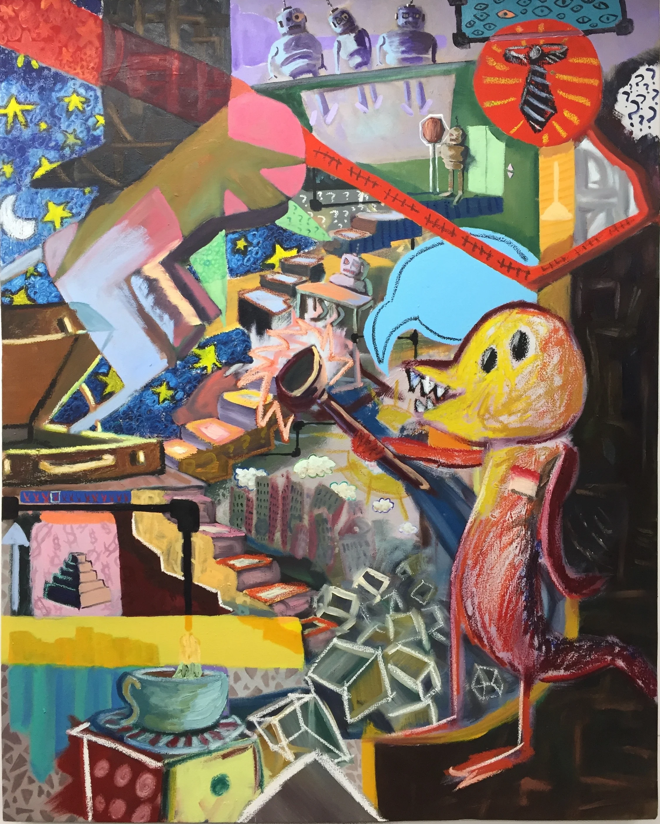 Mortimer Oil, Acrylic and Oil Stick on Canvas 50x40 inches 2016