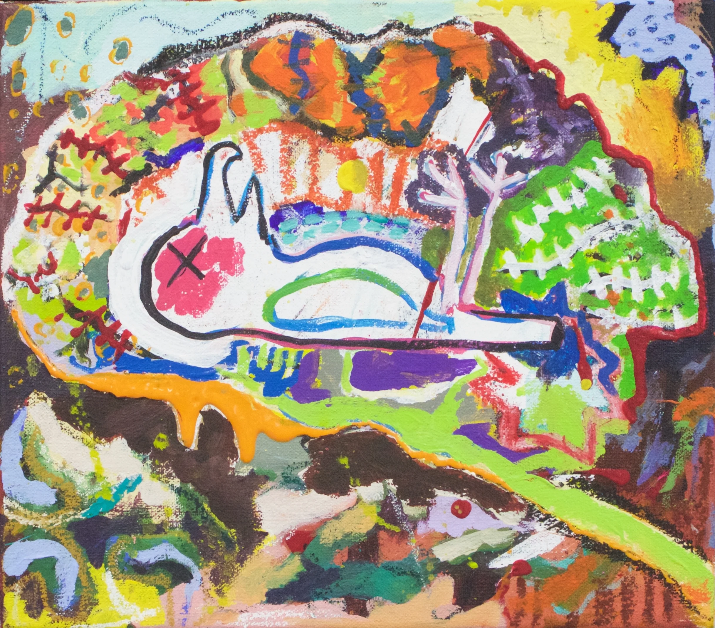 Cervello Fa Male Acrylic and Oil Stick on Canvas 8x10 inches 2016