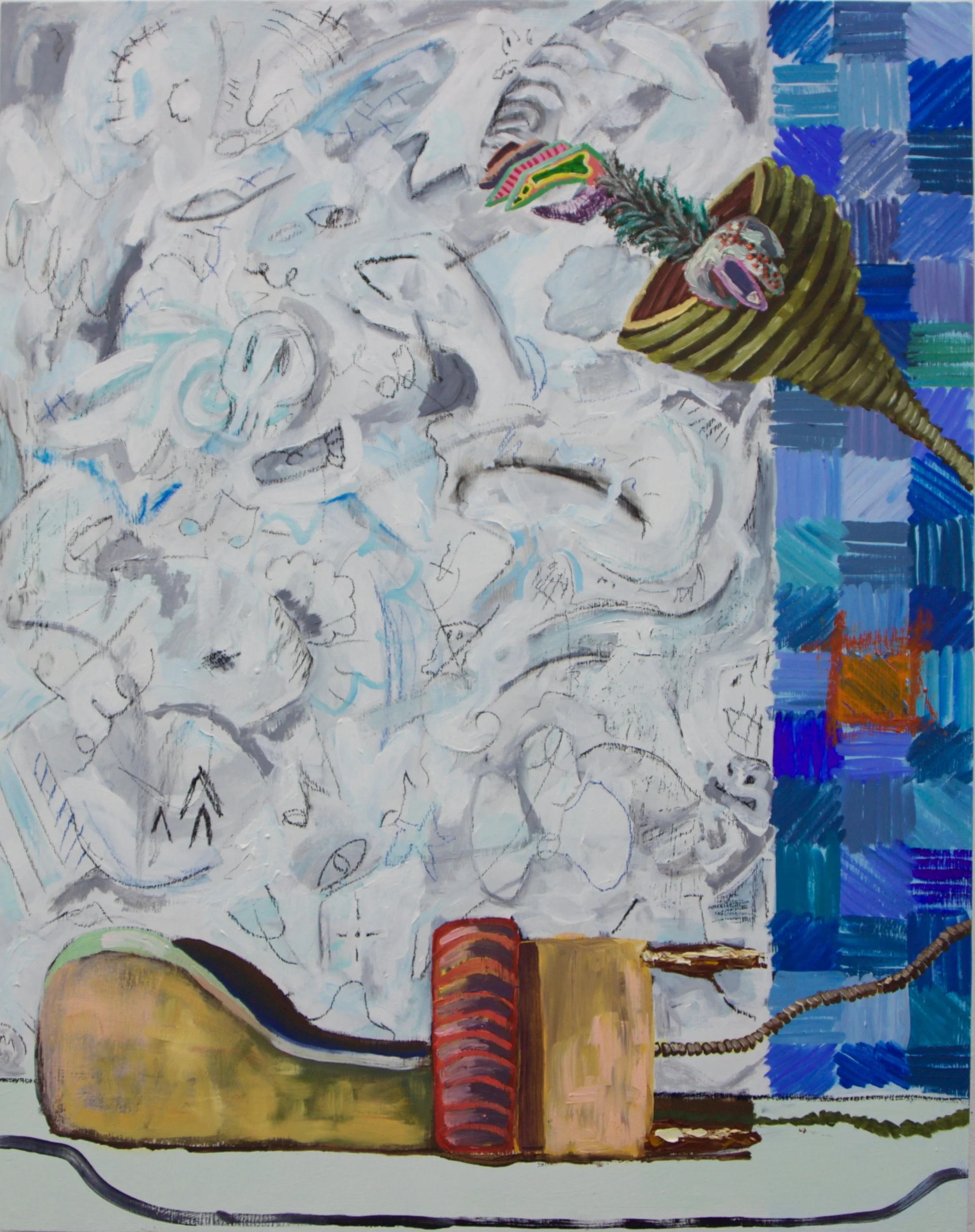 Untitled Oil, Acrylic and Oil Stick on Wood Panel 40x30 inches