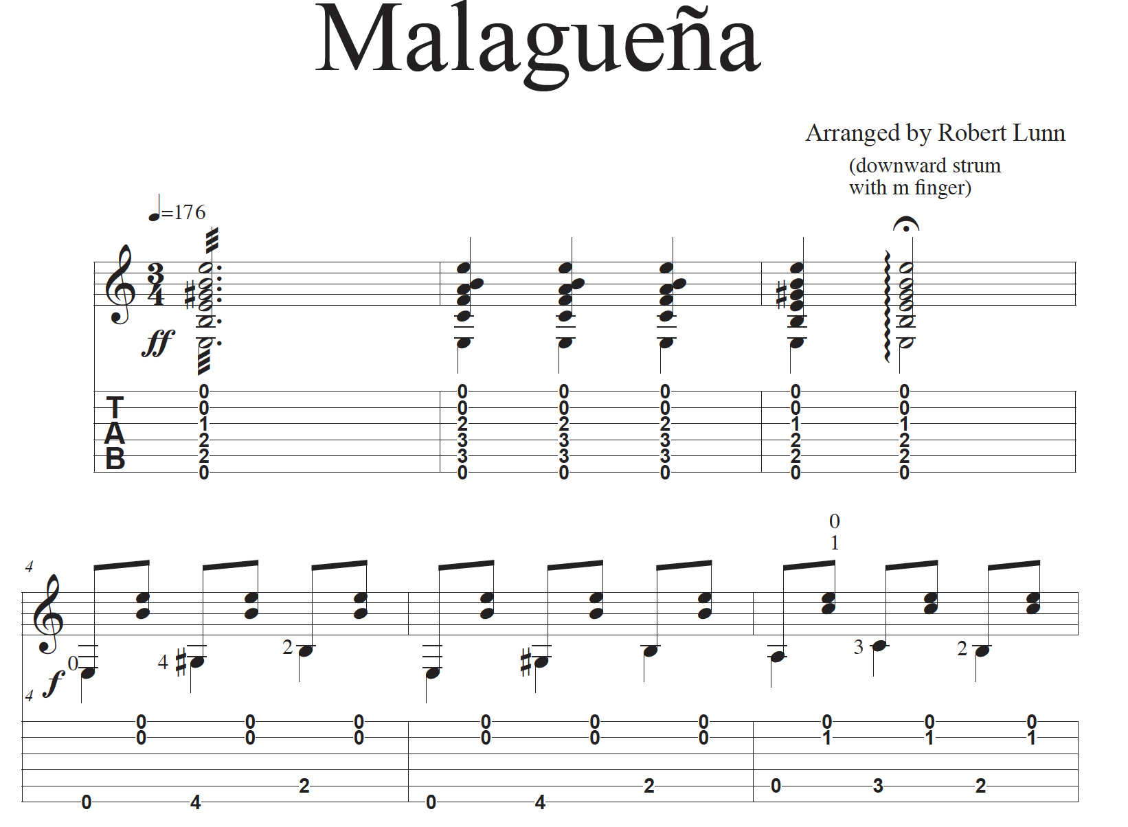 Malaguena - 吉他谱 - 歌谱简谱大全