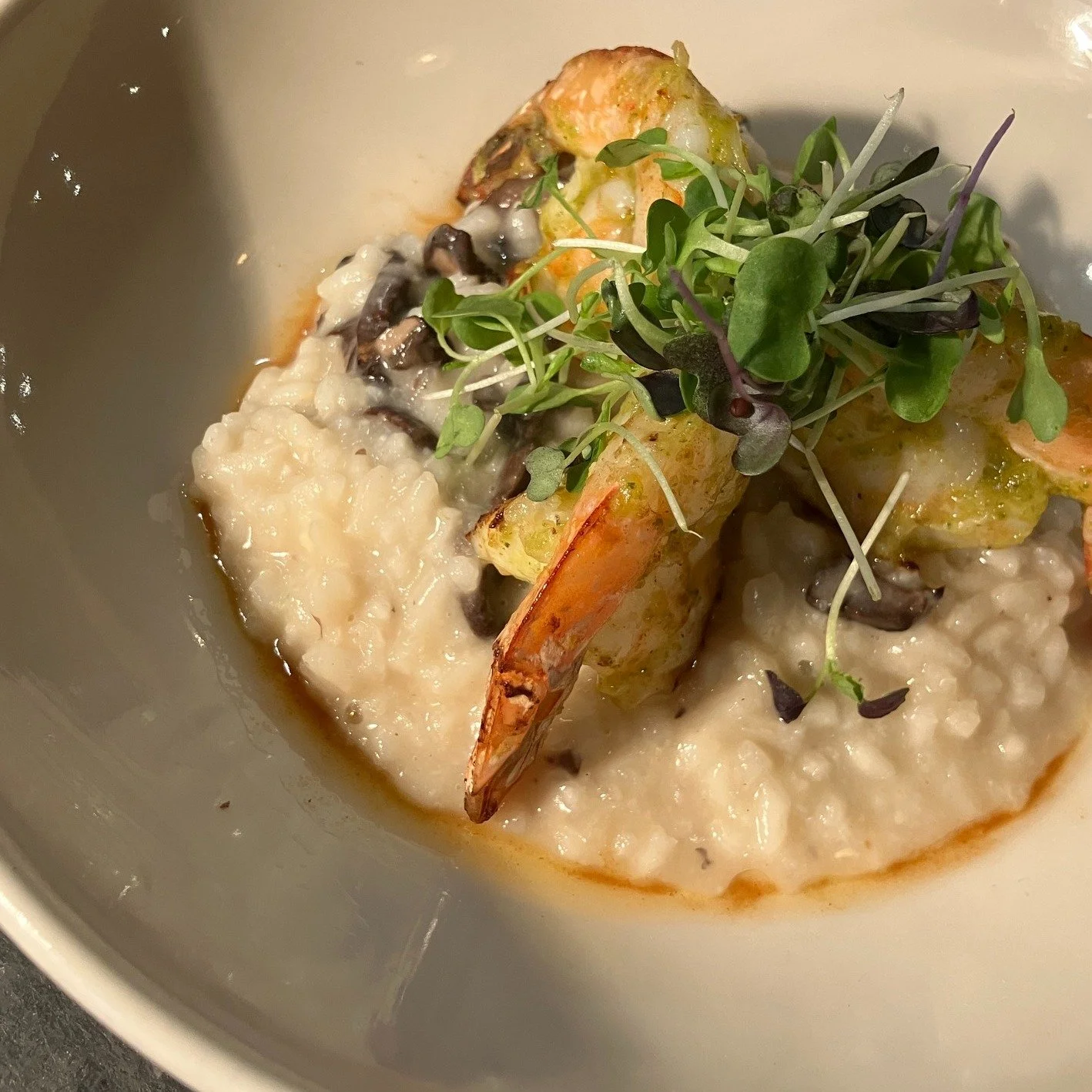 This week at La Mesa:
&bull; Butternut Squash Soup 
&bull; Beet, Orange &amp; Arugula Salad
&bull; Shrimp with Risotto 
&bull; Coconut Flan 

Wednesday live music: 6&ndash;8pm

The light is staying a little longer. It&rsquo;s starting to feel like sp