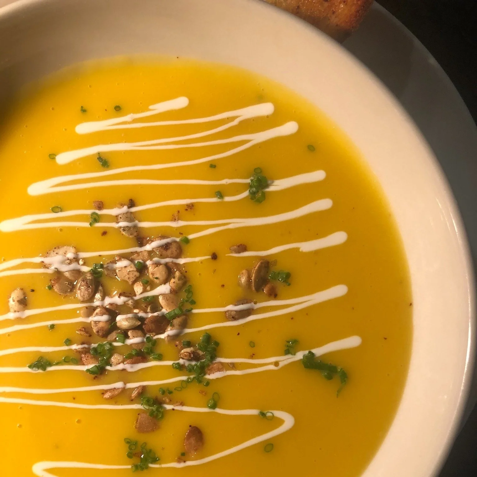 This week at La Mesa:
&bull; Butternut Squash Soup w/ Crema &amp; Pepitas 
&bull; Beet, Orange &amp; Arugula Salad 
&bull; Norwegian Salmon w/ Polenta Cake &amp; Pineapple Salsa

Wednesday live music: 6&ndash;8pm 

The light is shifting, the ice is m