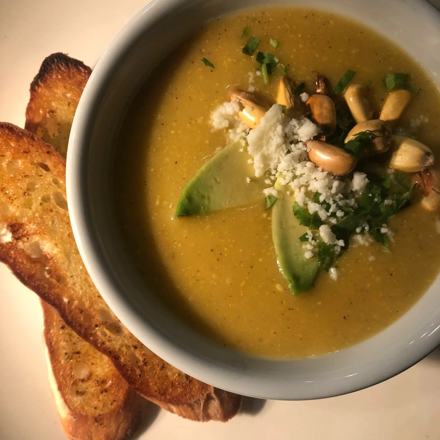 This week at La Mesa:
&bull; Locro de Papa
&bull; Beet Salad
&bull; Roasted Pork Pizza
&bull; Coconut Flan

Wednesday live music: 6&ndash;8pm

As we change our clocks, patio evenings don&rsquo;t feel too far away.