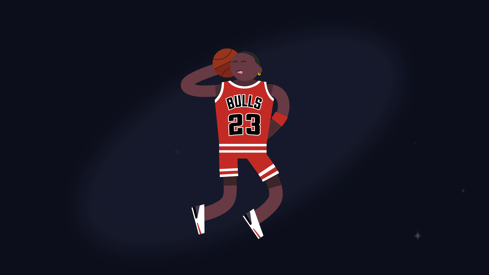 Michael Jordan Dunk Contest '85 – Animated GIF – Illustration by Trevor Eiler&nbsp;&nbsp;
