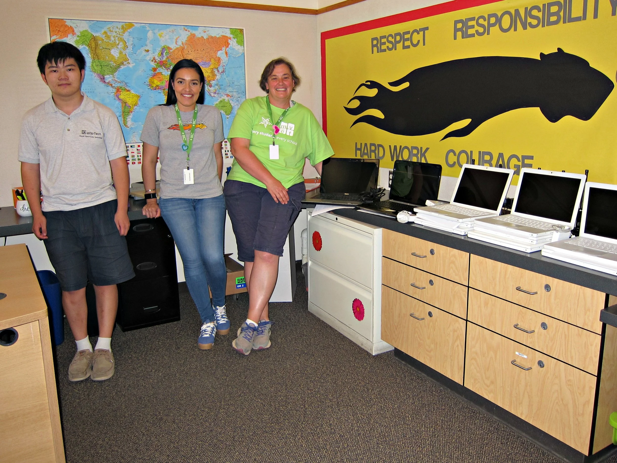 Terence Lee, Shanna Bengtson, Gloria Higgins, Monta Loma Principal (left to right)