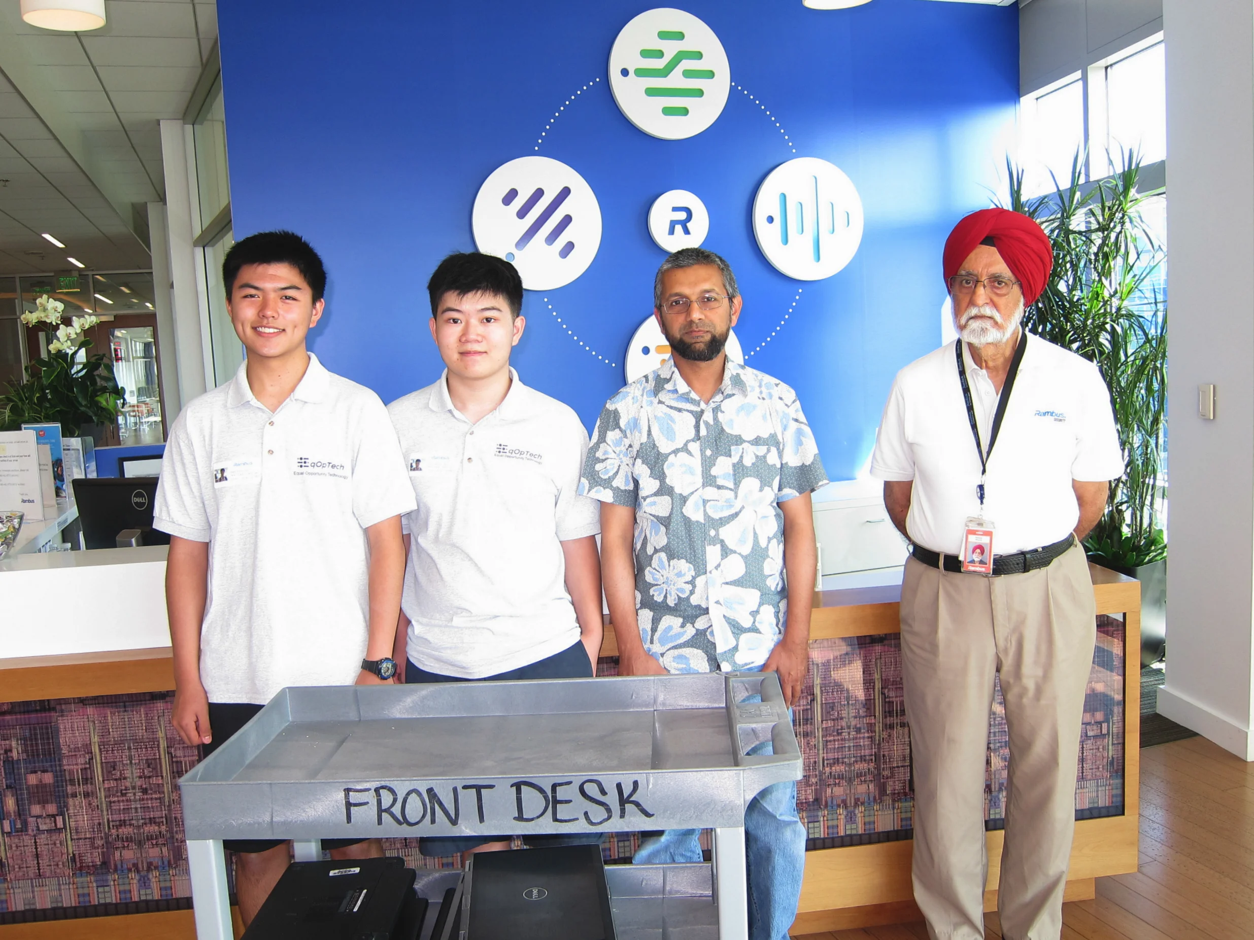 Kevin Gao (left) EqOpTech President, Terence Lee (EqOpTech Founder), Minhaj Shahab (Rambus), Ramesh Khanna (Rambus)