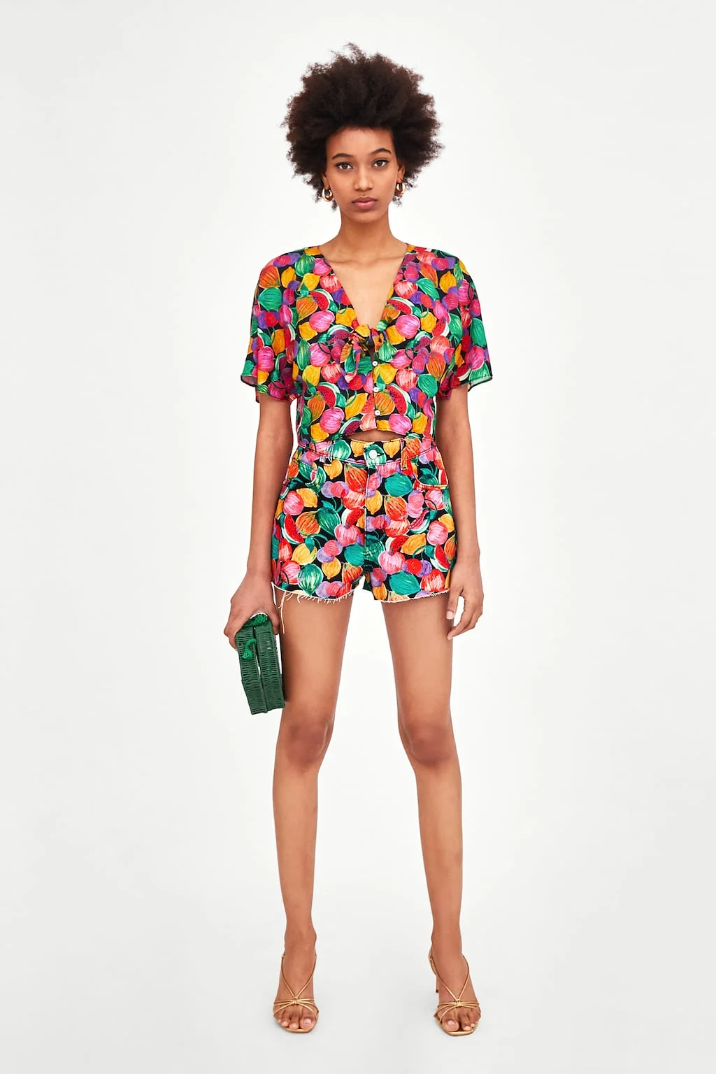 ZARA FRUIT PRINT TOP AND SHORT 