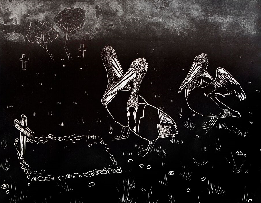 The Funeral Party , 2015, Relief Print 24 x 30cm