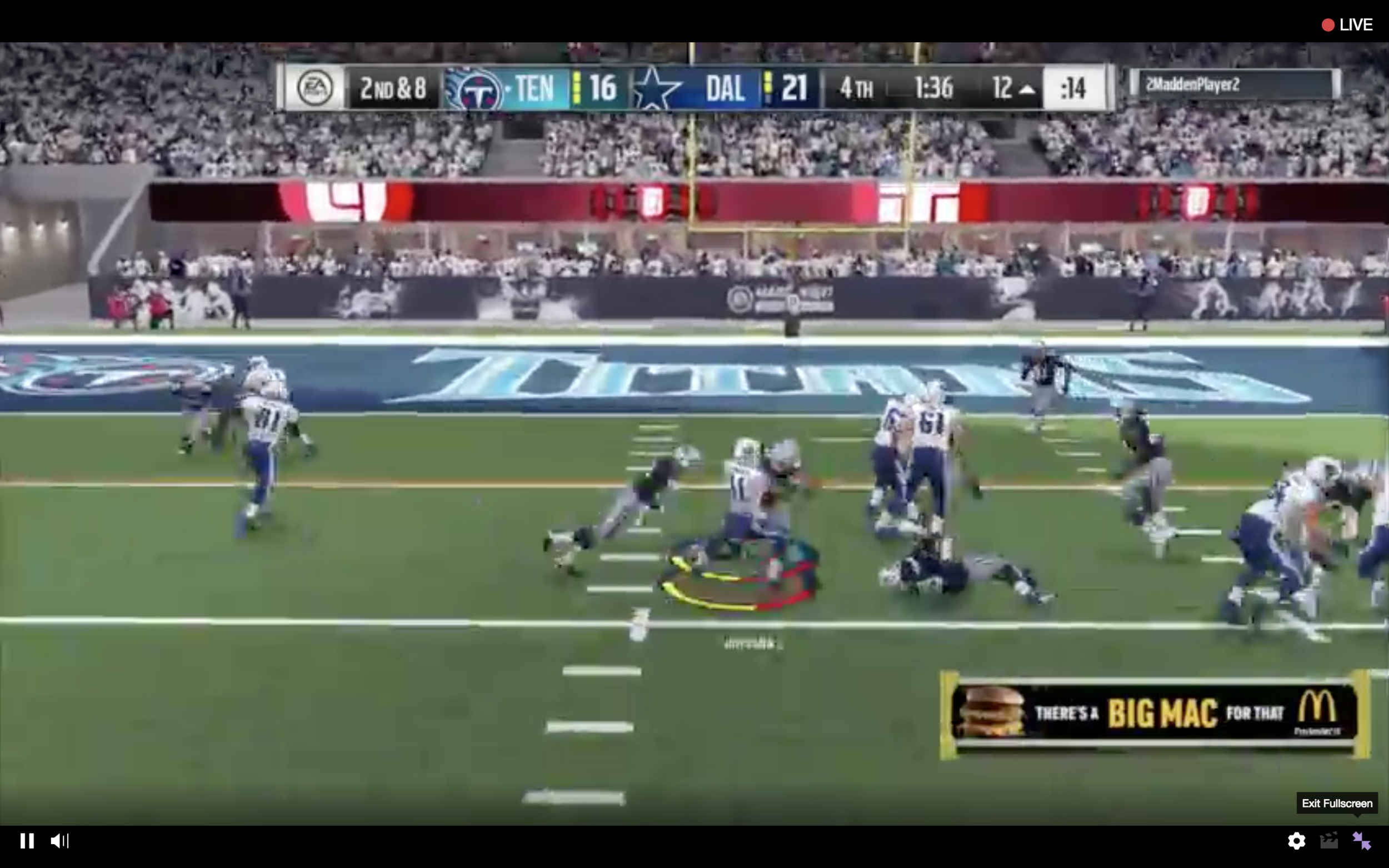 McDonald's Big Mac Replay (Photo: Madden Bowl)